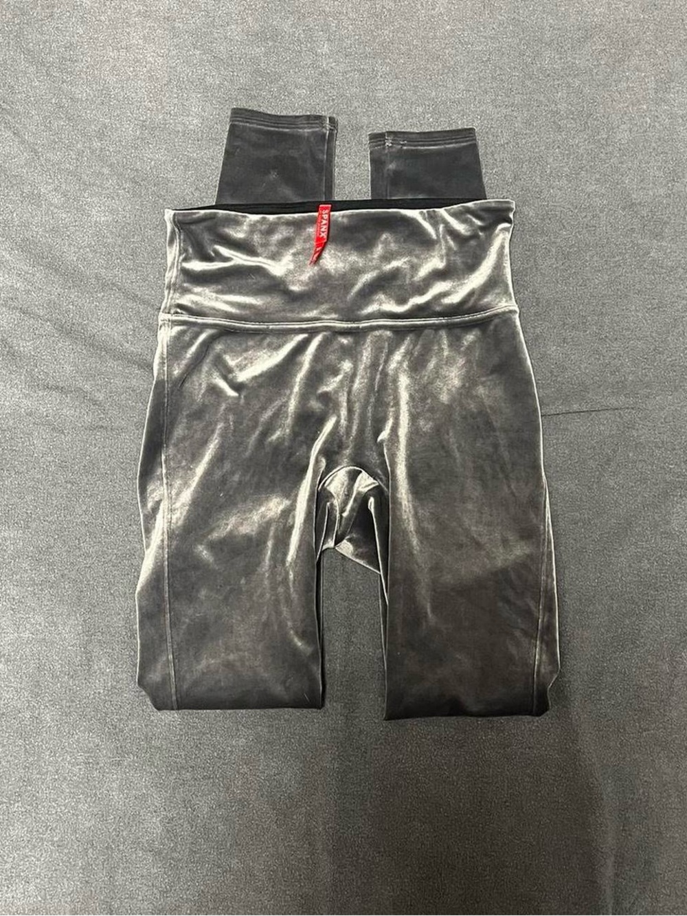Spanx velvet ready to wow grey silver chrome leggings